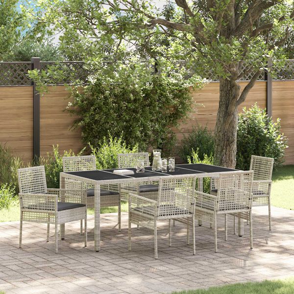 vidaXL Garten Essgruppe 7 pcs Hellgrau Poly-Rattan