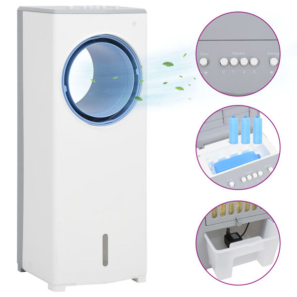 vidaXL Tragbarer 3-in-1 Luftkühler Weiß 264x255x680 mm 80 W