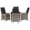 vidaXL Garten Essgruppe mit Kissen 5 pcs Grau Poly-Rattan