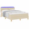 vidaXL LED Boxspringbett mit Matratze mit LED Creme 160 x 200 cm Stoff