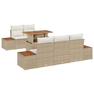 vidaXL Garten-Sofa-Set mit Speicher 6 pcs Beige Poly Rattan
