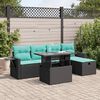 vidaXL 6-tlg. Garten-Sofagarnitur mit Kissen Grau Poly Rattan Akazie