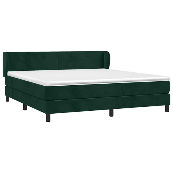vidaXL Boxspringbett mit Matratze Dunkelgr&uuml;n 160x200 cm Samt