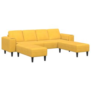 vidaXL Sofa mit Kissen Helles Gelb 250 x 188 x 76 cm Cordstoff