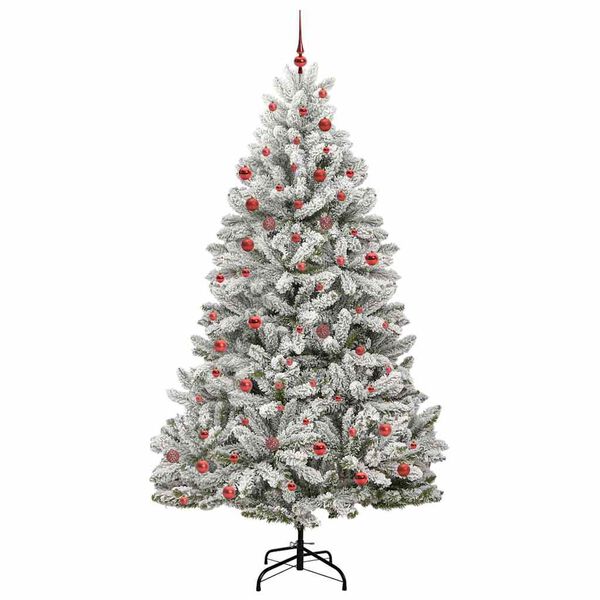 vidaXL K&uuml;nstlicher Weihnachtsbaum Gr&uuml;n und Wei&szlig; 210 cm PVC und Metall