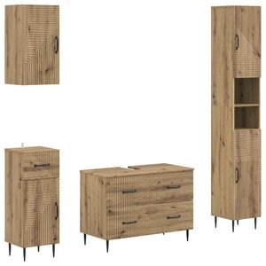 vidaXL 4-teiliges Badezimmer-Schrank-Set HAARLEM Artisan-Eiche