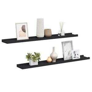 vidaXL Bilderleisten 2 Stk. Schwarz 80x9x3 cm MDF
