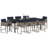 vidaXL Garten Essgruppe mit Kissen 9 pcs Grau Poly-Rattan
