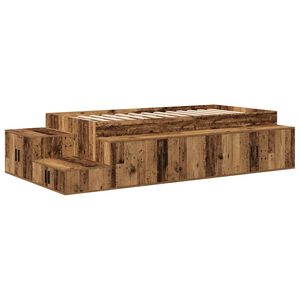 vidaXL Aufbewahrungsbettgestell Altholz 80 cm Holzwerkstoff