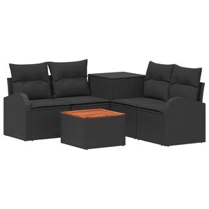 vidaXL Sofa Set 6 stk. Schwarz Polyrattan und Stahl