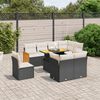 vidaXL 9-tlg. Garten-Sofagarnitur mit Kissen Schwarz Poly Rattan