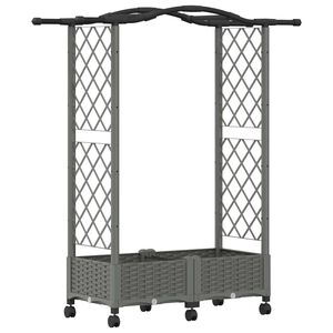 vidaXL Hochbeet mit Rankgitter und Dach Hellgrau 124 x 40 x 129 cm PP