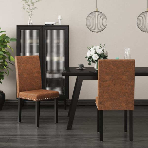vidaXL Esszimmerst&uuml;hle 2 Stk. Braun Stoff