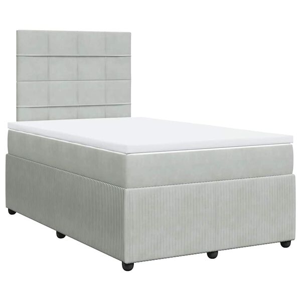 vidaXL Boxspringbett mit Matratze Hellgrau 120x190 cm Samt