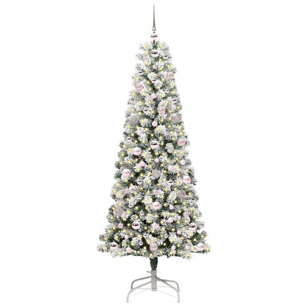 vidaXL K&uuml;nstlicher klappbarer Weihnachtsbaum Gr&uuml;n und Wei&szlig; 180 cm
