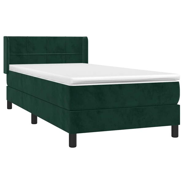 vidaXL Boxspringbett mit Matratze Dunkelgr&uuml;n 100x200 cm Samt