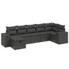 vidaXL 7-tlg. Garten-Sofagarnitur mit Kissen Schwarz Poly Rattan