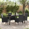 vidaXL Garten Essgruppe mit Kissen 5 pcs Schwarz Poly-Rattan