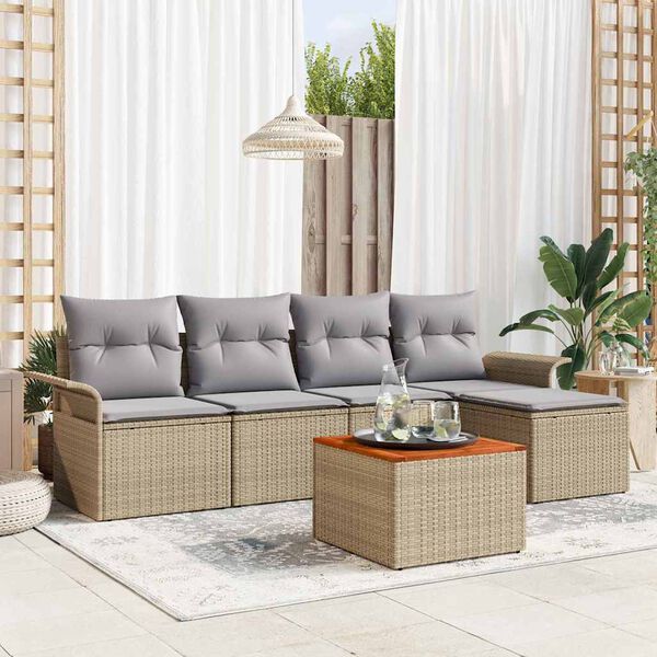 vidaXL Gartensofa-set 6 pcs Beige und Hellgrau Poly-Rattan