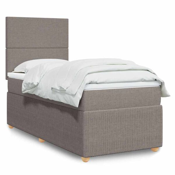 vidaXL Boxspringbett mit Matratze Taupe 100x200 cm Stoff