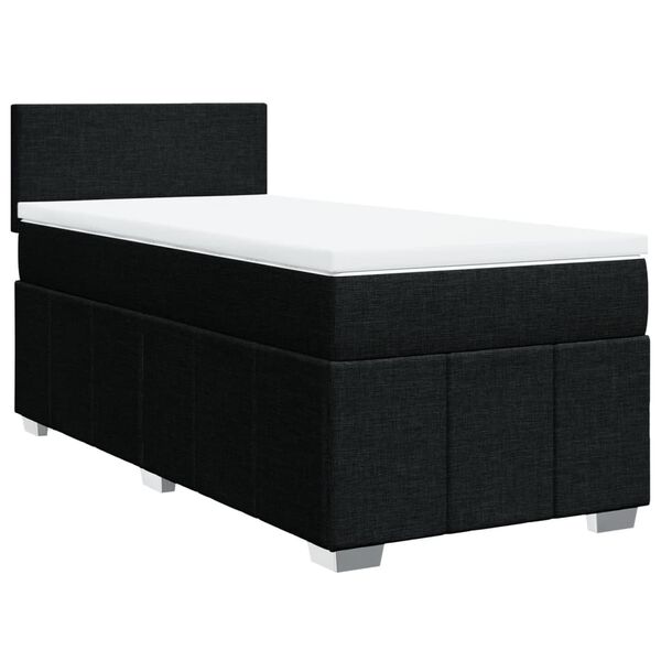 vidaXL Boxspringbett mit Matratze Schwarz 90x190 cm Stoff