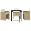 vidaXL Garten Essgruppe mit Kissen 5 pcs Beige Poly-Rattan