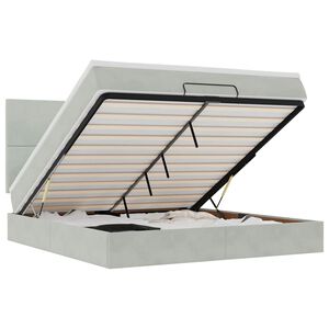 vidaXL Ottoman-Bett mit Matratzen Hellgrau 180x200 cm Samt