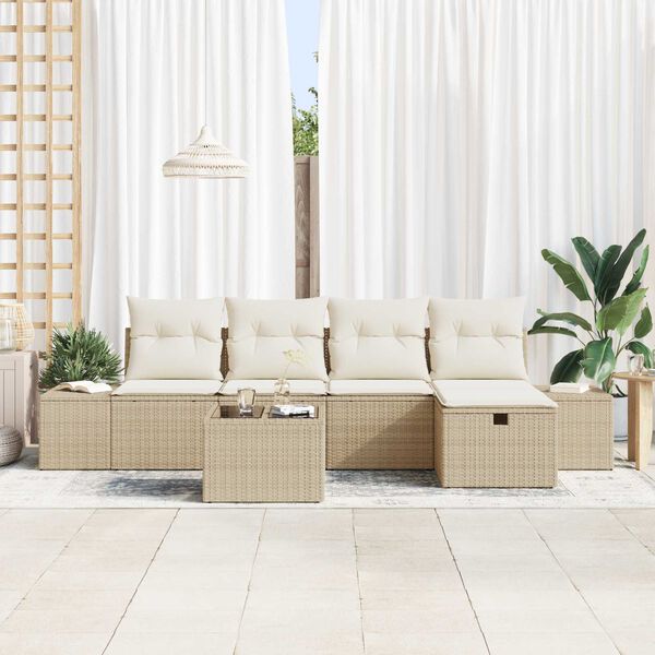 vidaXL Sofa Set mit Kissen 6 pcs Poly-Rattan