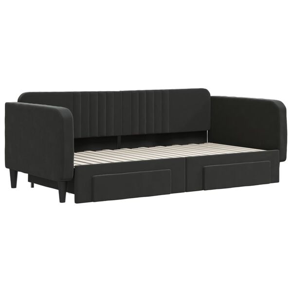 vidaXL Tagesbett Ausziehbar mit Schubladen Schwarz 90x190 cm Samt