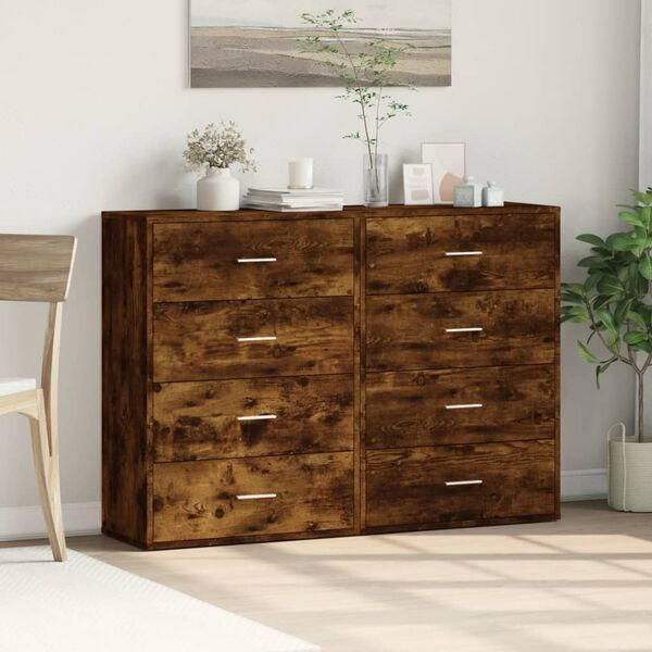 vidaXL Sideboards 2 Stk. R&auml;uchereiche 60x31x84 cm Holzwerkstoff