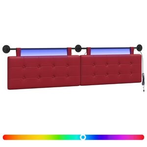vidaXL H&auml;ngendes Kopfteil Mit LED Licht Weinrot Kunstleder