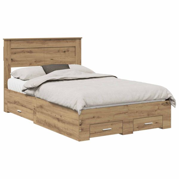 vidaXL Bettrahmen Artisan-Eiche 120 x 190 cm Holzwerkstoff
