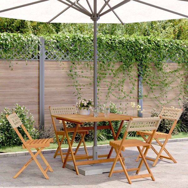 vidaXL 5-tlg. Garten-Essgruppe Beige Poly Rattan und Massivholz