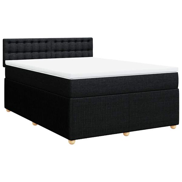 vidaXL Boxspringbett mit Matratze Schwarz 140x190 cm Stoff