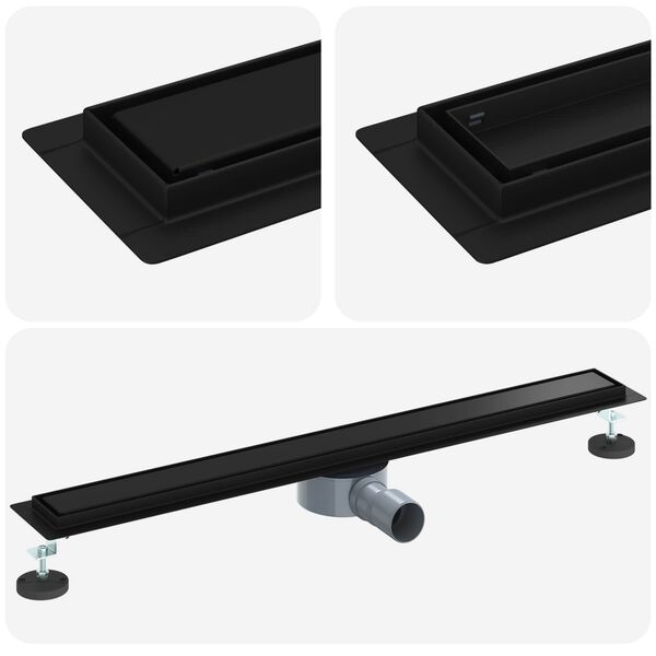 vidaXL Duschablauf 2-in-1 mit 360&deg; Siphon Schwarz 80 cm Edelstahl 304