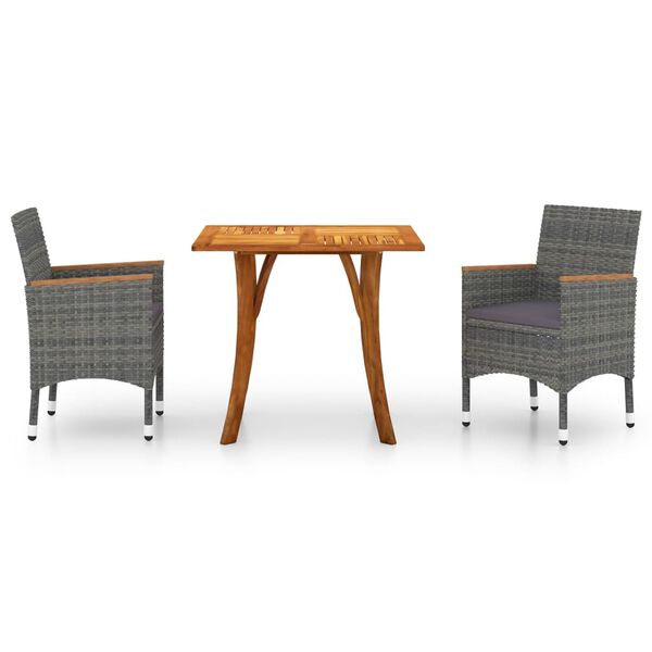 vidaXL 3-tlg. Garten-Essgruppe Grau