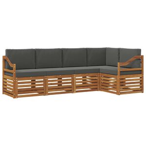 vidaXL Ecksofa Set 5 pcs Natur und Anthrazit Massivholz Akazie