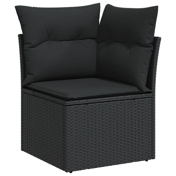 vidaXL Gartensofa-Ecke mit Kissen Schwarz Poly Rattan
