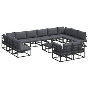 vidaXL Gartensofa-set mit Kissen 13 pcs Schwarz Aluminium