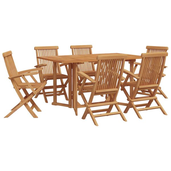 vidaXL Garten Essgruppe 7 pcs Braun 150 x 90 x 75 cm Massivholz Teak