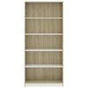 vidaXL B&uuml;cherregal 5 F&auml;cher Wei&szlig; Sonoma-Eiche 80x24x175 Holzwerkstoff