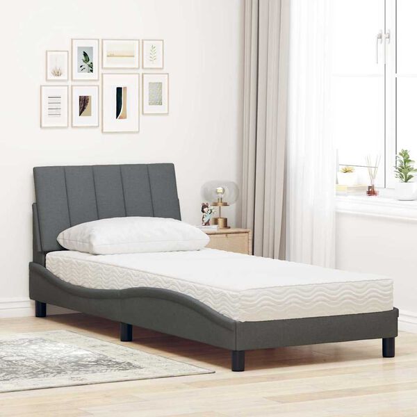 vidaXL Bett mit Matratze "Hanko" Dunkelgrau 80x200 cm Stoff