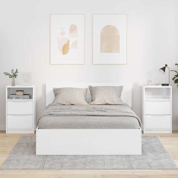 vidaXL Nachttische 2 pcs Hochglanz Wei&szlig; 40 x 30 x 467 cm Holzwerkstoff