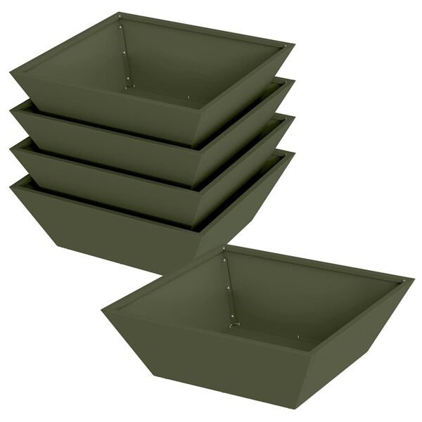 vidaXL Garten-Pflanzgef&auml;&szlig; 5 pcs Olive Gr&uuml;n 50 x 50 x 15 cm