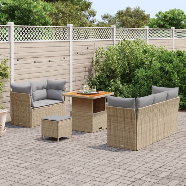vidaXL Garten-Sofa-Set mit Kissen 8 pcs Beige und Hellgrau