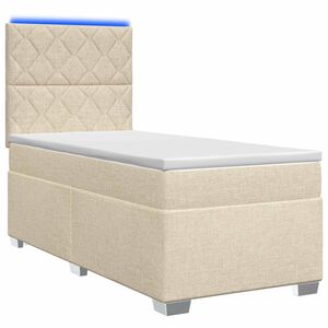vidaXL Boxspringbett mit Matratze mit Kopfteil Creme 80 x 200 cm Stoff
