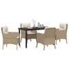 vidaXL Garten Essgruppe mit Kissen 5 pcs Beige Poly-Rattan