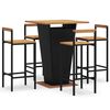 vidaXL 5-tlg. Gartenbar-Set Schwarz Poly Rattan & Massivholz Akazie