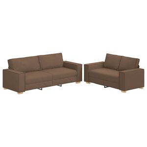 vidaXL 2-tlg. Sofagarnitur mit Kissen Braun Stoff