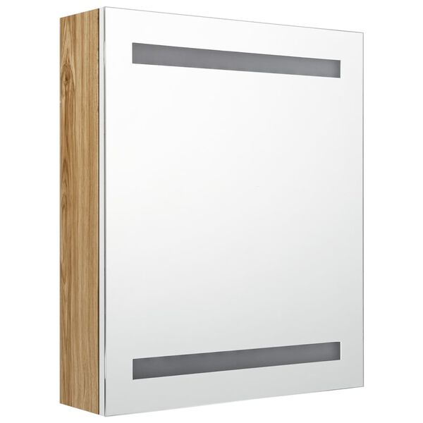 vidaXL LED-Bad-Spiegelschrank Weiß und Eichen-Optik 50x14x60 cm